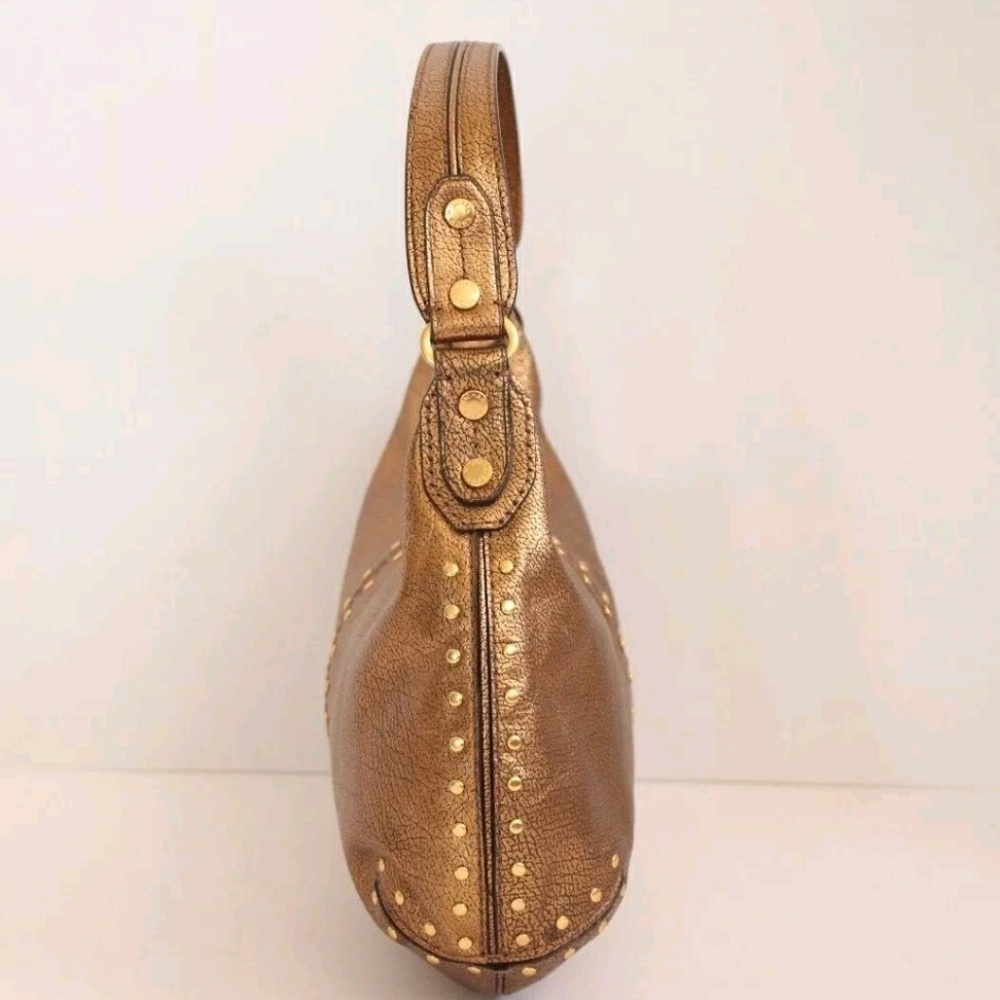 MICHAEL KORS Studded Gold Hobo Handbag Leather - Picture 3 of 8